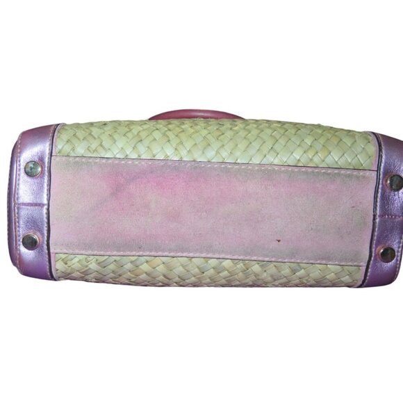 Coach 2004 Limited Edition Straw & Pink Suede Leather Top Handle Tote Satchel - Picture 5 of 11